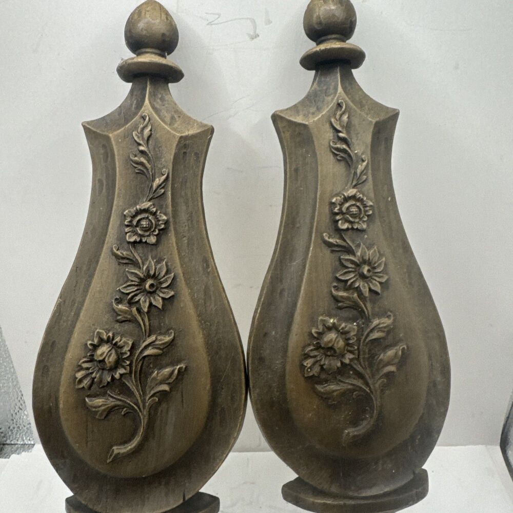 Vintage Pair Dart USA Syroco #4015 Wall Sconce Candle Holders 14" Flowers daisy - Picture 2 of 10